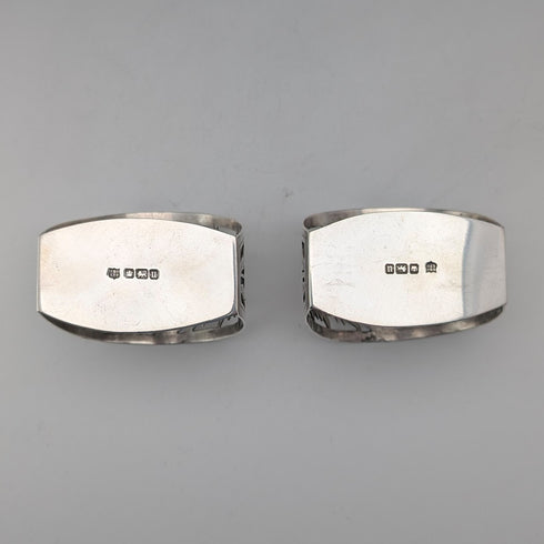 1912年 英国アンティーク 純銀製 D型ナプキンリング ペア 56g Fenton Brothers