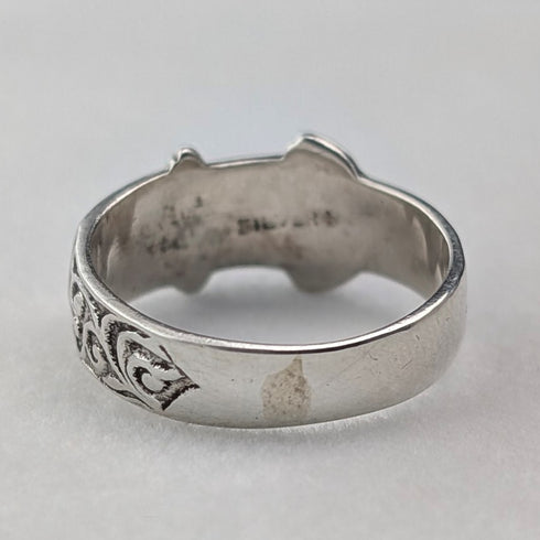 英国ヴィンテージ ヴィクトリアンデザイン 純銀製リング(8-9号) 指輪