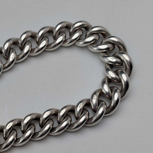 Circa 1890 British antique sterling silver Albert chain, 65g sterling silver medal fob