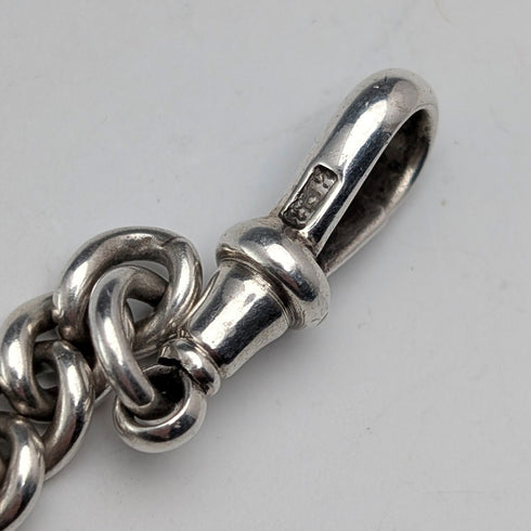 約 1890 年英國古董純銀阿爾伯特鏈,65 克純銀獎章錶鏈