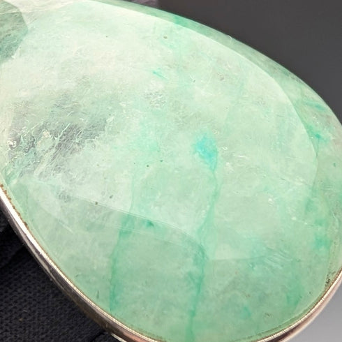 ヴィンテージ グリーンアマゾナイト&純銀 ペンダント 純銀ネックレス付き