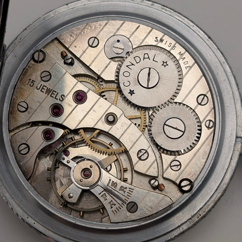 アンティーク スイス LANCO 懐中時計 アールデコ 合金ケース 動作良好