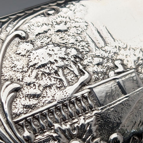 1899 年英國古董純銀煙盒,精美浮雕裝飾,102 克,亨利馬修斯