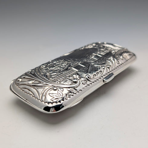 1899 年英國古董純銀煙盒,精美浮雕裝飾,102 克,亨利馬修斯