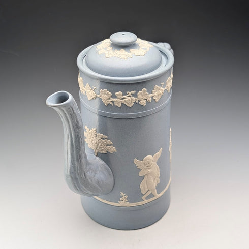 復古英國 Jasperware 咖啡壺(淡藍色)