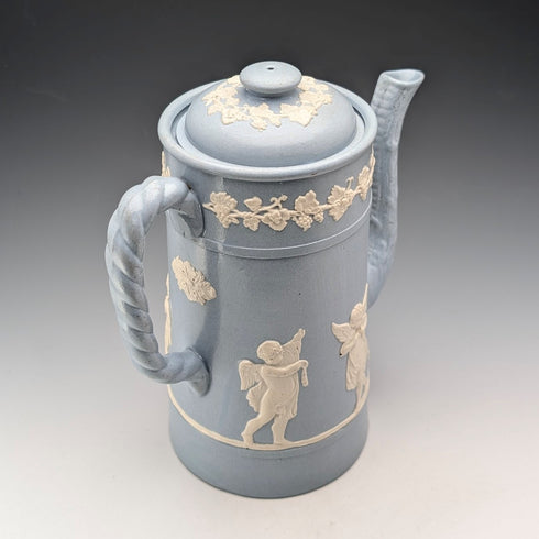 復古英國 Jasperware 咖啡壺(淡藍色)