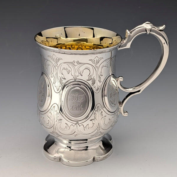 1855 British antique sterling silver mug 139g Henry Wilkinson