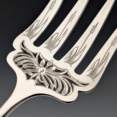 Circa 1900 French antique silver plate fish server set with case SFAM