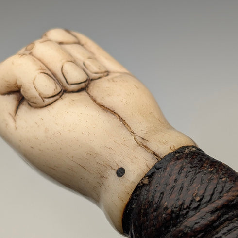 古董英國骨質拳形圓柄手杖,85 厘米