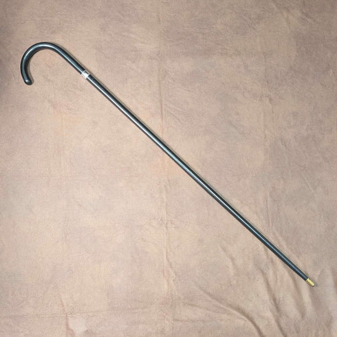 1933 英國復古黑軸、弧形手柄、純銀裝飾、輕便手杖,94cm,M&T Ltd