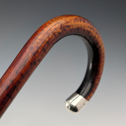 1925 英國古董棕色手柄,彎曲手柄,純銀裝飾,輕便手杖,86厘米,C&S