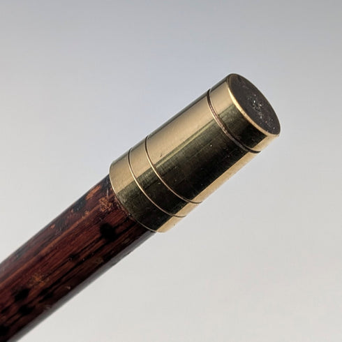 1925 英國古董棕色手柄,彎曲手柄,純銀裝飾,輕便手杖,86厘米,C&S