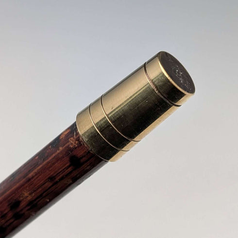 1925 英國古董棕色手柄,彎曲手柄,純銀裝飾,輕便手杖,86厘米,C&S