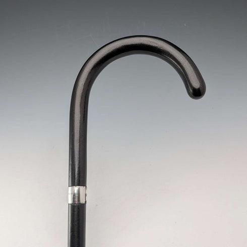 1933 英國復古黑軸、弧形手柄、純銀裝飾、輕便手杖,94cm,M&T Ltd