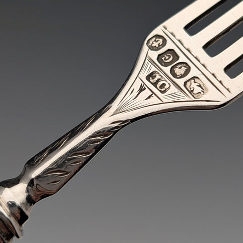 Circa 1851 British antique pure silver christening cutlery, total weight 34g, James Collins