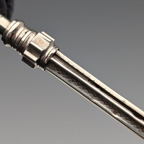 約 1910 年古董銀質推拉鉛筆 54-71 毫米白色石頭