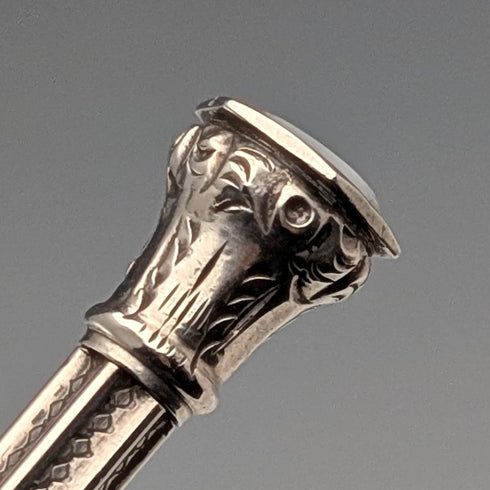 約 1910 年古董銀質推拉鉛筆 54-71 毫米白色石頭