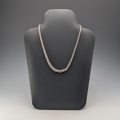 British sterling silver Byzantine chain necklace 54g DK