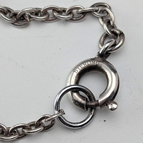 1908 British antique sterling silver flower locket pendant with sterling silver necklace, 7.8g in total, Sheldon Brothers