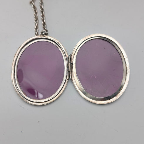 1975年 英国ヴィンテージ 純銀製 大型ロケットペンダント 純銀ネックレス付き 計29.5g 箱入り Nathan Brothers