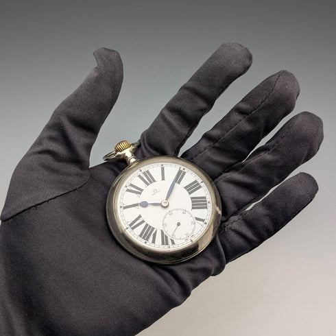 古董歐米茄懷錶,約 1910 年,直徑 55 毫米,鐵路錶,合金錶殼,運作良好
