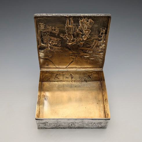 1912 年英國古董純銀大盒子,帶有精細裝飾,444 克 George Bedingham 狀況極佳