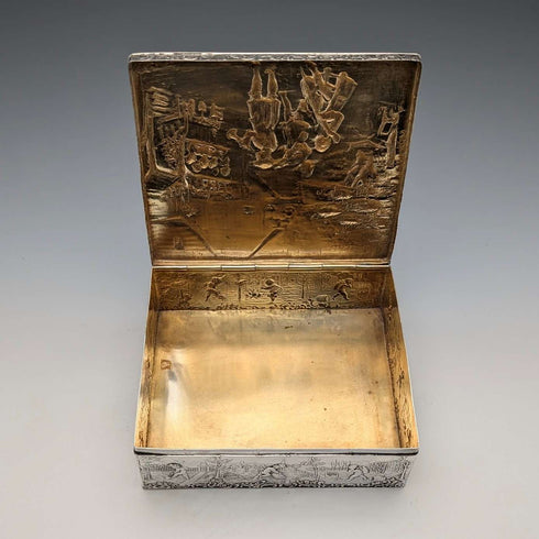 1912 年英國古董純銀大盒子,帶有精細裝飾,444 克 George Bedingham 狀況極佳