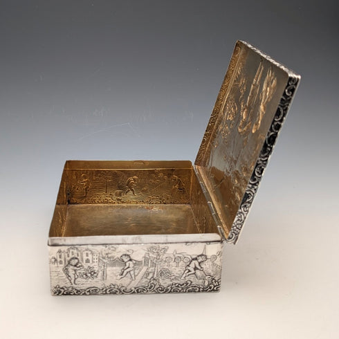 1912 年英國古董純銀大盒子,帶有精細裝飾,444 克 George Bedingham 狀況極佳