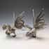 Pair of vintage pewter fighting cock figurines