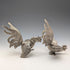 Pair of vintage pewter fighting cock figurines