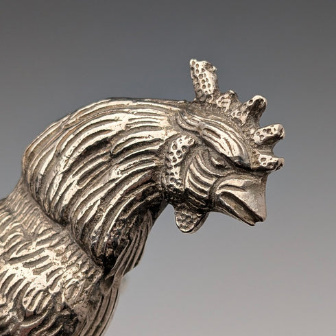 Pair of vintage pewter fighting cock figurines