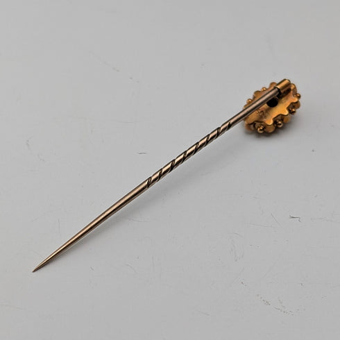 Antique British 15ct gold pin brooch in case
