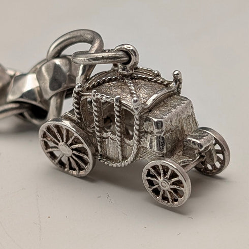 Circa 1900 British Antique Fancy Link Sterling Silver Albert Chain 53g Carriage Fob