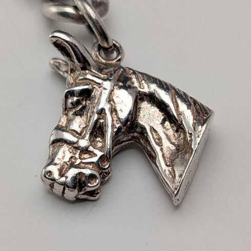 約 1900 年英國古董純銀雙阿爾伯特鏈 54 克馬頭鏈