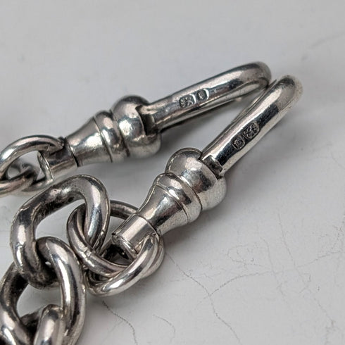 約 1900 年英國古董純銀雙阿爾伯特鏈 54 克馬頭鏈