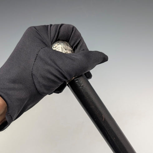 1883 年英國古董黑軸雕刻純銀圓柄手杖 89 厘米