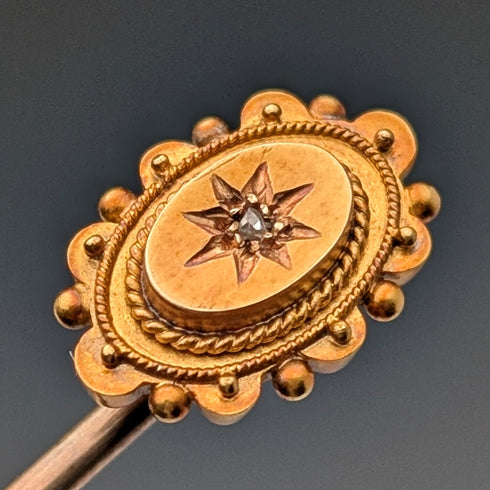 Antique British 15ct gold pin brooch in case