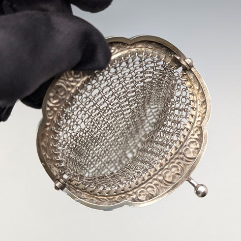 德國古董 800 銀網狀錢包,附零錢包