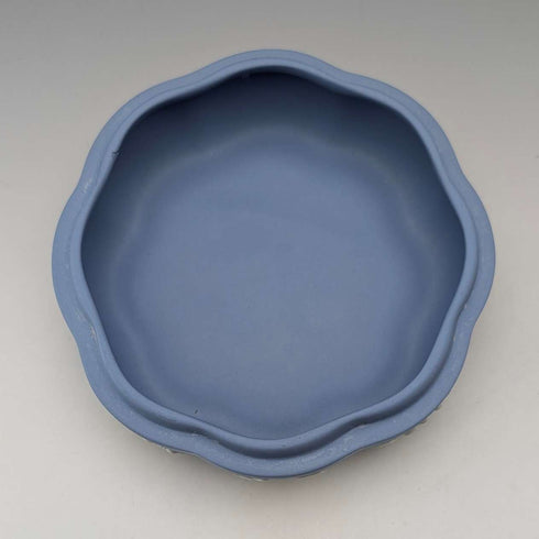 British Vintage Wedgwood Jasperware Round Box for Small Items, Pale Blue, No Lid