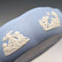 British Vintage Wedgwood Jasperware Round Box for Small Items, Pale Blue, No Lid