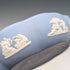 British Vintage Wedgwood Jasperware Round Box for Small Items, Pale Blue, No Lid