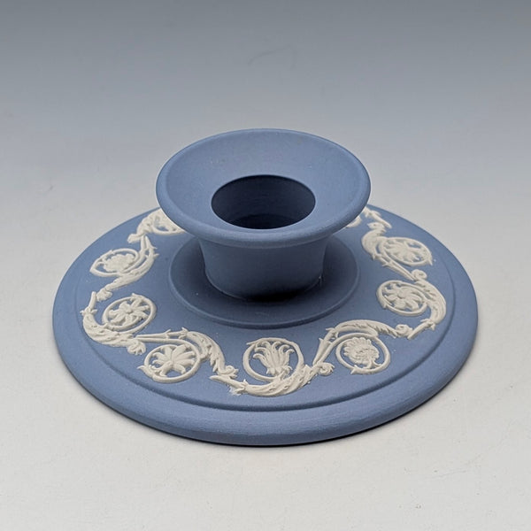 英国ヴィンテージ ウェッジウッド ジャスパーウェア製 キャンドルスティック ペールブルー