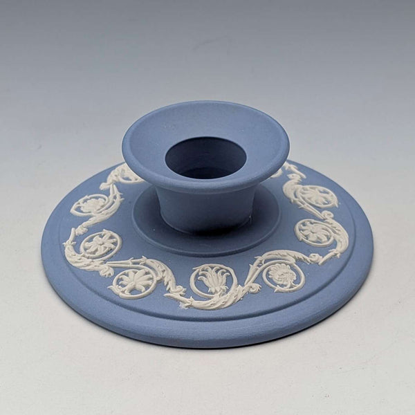 Vintage British Wedgwood Jasperware Candlestick, Pale Blue