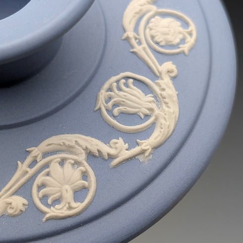 Vintage British Wedgwood Jasperware Candlestick, Pale Blue