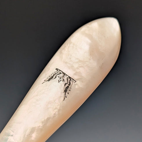 1876年 英国アンティーク 純銀ブレード&白蝶貝ハンドル カトラリー6ペア 木箱入り James Dixon&Sons