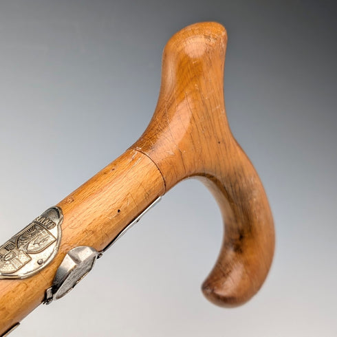 復古英國旅遊離合器手柄健行手杖棕褐色桿身 89 厘米