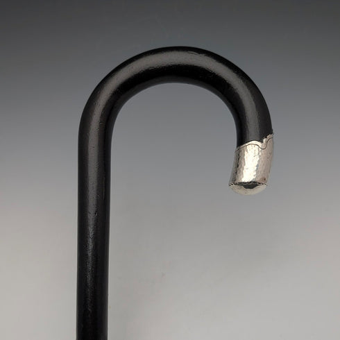 1935 英國復古黑軸彎柄純銀裝飾手杖 91 厘米