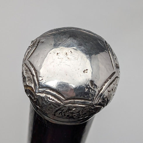 1893 年英國古董黑軸純銀雕刻圓柄手杖 86 厘米