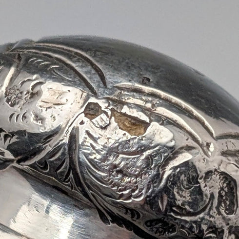 1893 年英國古董黑軸純銀雕刻圓柄手杖 86 厘米