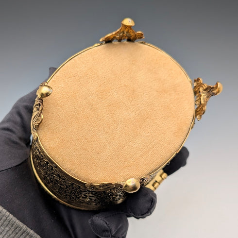 法國復古鍍金玻璃蓋腳珠寶盒